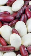 mixed white and red beans. background or texture