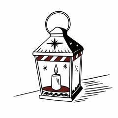Illustration of a vintage lantern with a candle