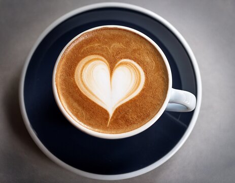 close up latte art heart in coffee cup