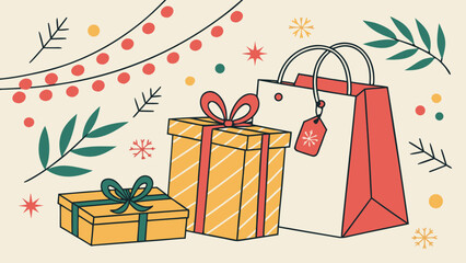 Christmas gift boxes with ribbons and bows holiday presents vector illustration
