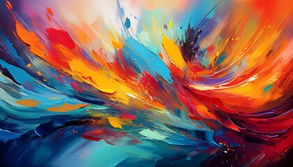 abstract painting with vibrant color streaks