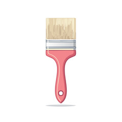 Clean Flat Design Paintbrush with Pink Handle and Natural Bristles