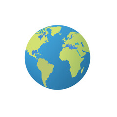 Fototapeta premium Illustration of World Globe With Blue Oceans and Green Continents on White Background