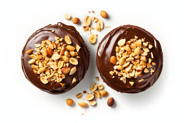 Dessert with chocolate and nut topping