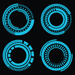 Set of abstract futuristic technology round frames