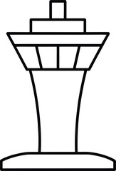 Airport Control Tower Line Art Vector Illustration Isolated on White Background