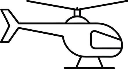 Helicopter Outline Vector Illustration Isolated on White Background