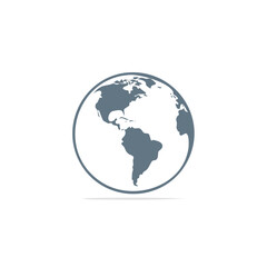 Fototapeta premium Minimalist Earth Icon Showing Continents of North and South America