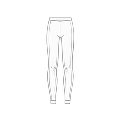 Leggings illustration. Outlined drawing of modern sport pants. Fashion design. Isolated.
