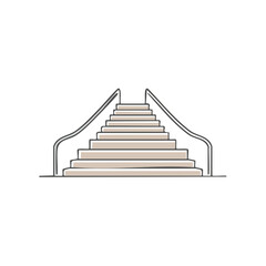 Hand drawn simple sketch of stairs ascending with elegant railings illustration