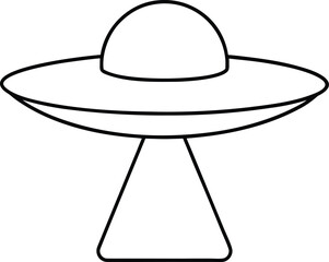 UFO Outline Vector Illustration Isolated on White Background