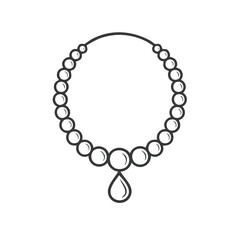 Obraz premium Outline of a pearl necklace with a pendant for a timeless fashion statement