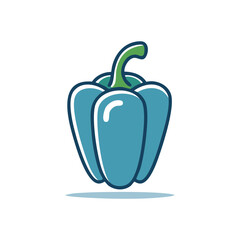 Obraz premium Stylized blue bell pepper icon vector illustration with simple flat design