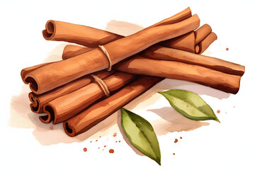 Cinnamon sticks watercolor illustration
