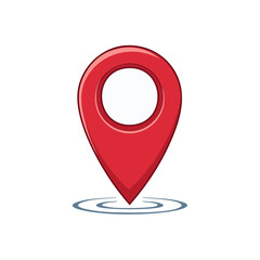 Vibrant red location map pin icon with concentric ripples indicating a GPS pointer position