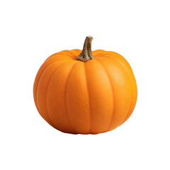 A plump, bright orange pumpkin with a textured surface, isolated on a clean transparent background