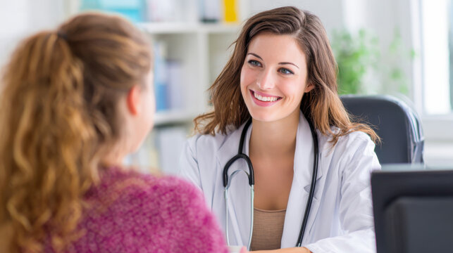 Doctor discusses health concerns with patient in medical office setting