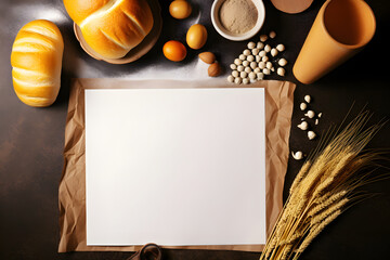 Recipe template surrounded by baking ingredients