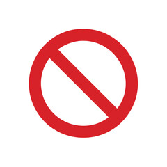 Red Prohibition Sign Circle with Diagonal Line Overlay