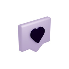 3D Rendered Purple Heart Speech Bubble