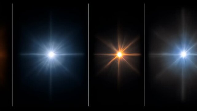 Digitally enhanced, adjustable light flares with varying color tones.