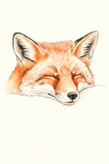 Obraz premium Illustration of a sleeping fox face, cute and serene animal portrait