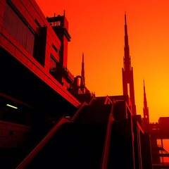 london skyline at sunset