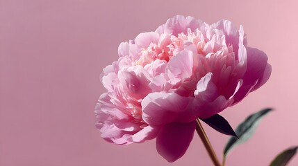Obraz premium Single pink bloom displays abundant petals against a soft monochrome background