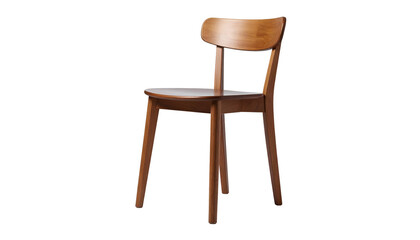 Wooden chair isolated on black background, showcasing its curved back and simple design