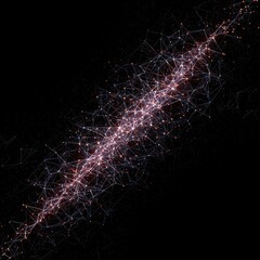 Intricate digital patterns form a complex, glowing network across a dark background, representing interconnected systems, energy, and strength ,global ,innovation ,web