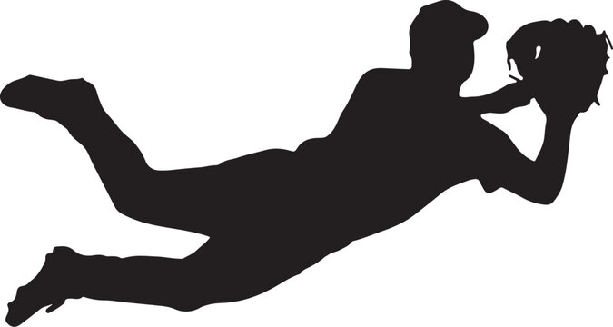 black baseball player diving catch clip art preview