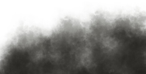Dramatic black smoke effect isolated on transparent background for artistic compositions