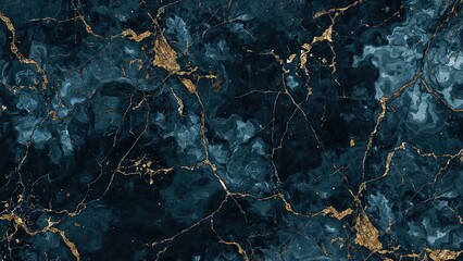 Dark marble surface with blue and gold veins. Elegant and luxurious natural stone texture. High-quality marble background.