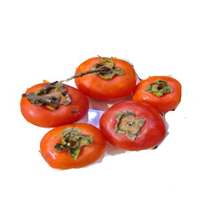 Persimmons  IN A BUNCH ON WHITE BG