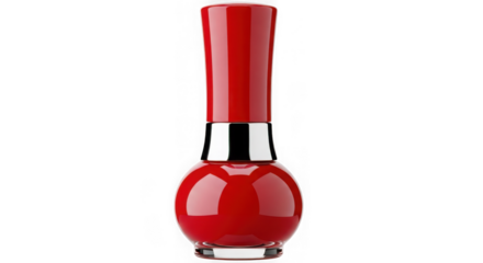 Red nail polish bottle isolated on transparent background