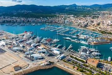 Canvas schilderij  Aerial View of Palma de Mallorca Cityscape and Luxury Yacht Harbor with Cruises & Ferries  © Mike Workman