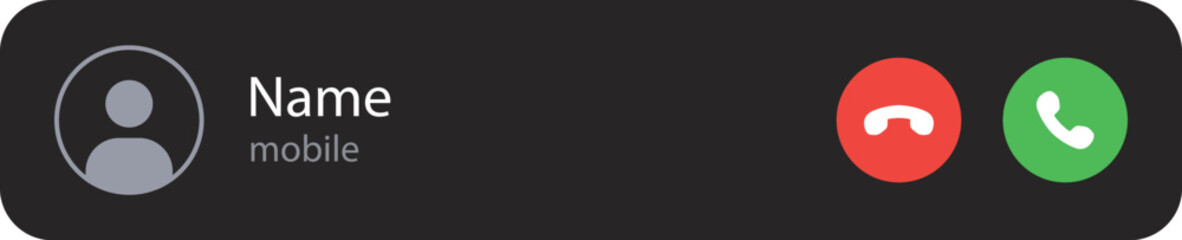 Incoming Mobile Phone Call Screen UI Vector Illustration