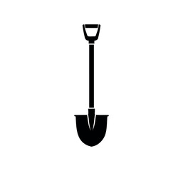 Vector shovel on white background. Shovel silhouette vector flat illustration design.
