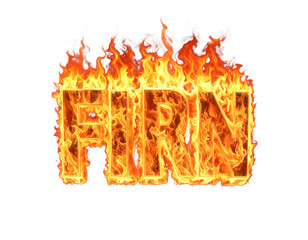 The word fire made of flames isolated on transparent background