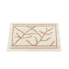 Modern Beige Textured Rug with Brown Abstract Branch Pattern