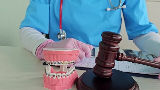 Dental malpractice discussion involving braces and legal implications in a clinic setting