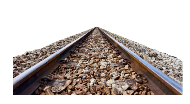 Train Tracks: Perspective of Tracks Extending Into the Distance png. 