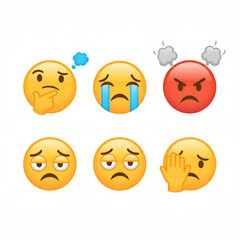 Naklejka premium Emotional Spectrum A Collection of Expressive Emoji Faces Conveying a Range of Feelings