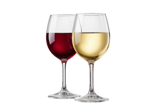 Two Wine Glasses Clinking Together isolated on a transparent background