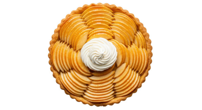 Delicious apple tart with cream isolated on transparent background - Powered by Adobe