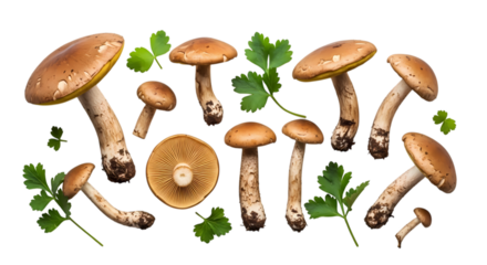 Mushroom Collection With Transparent Background For Design
