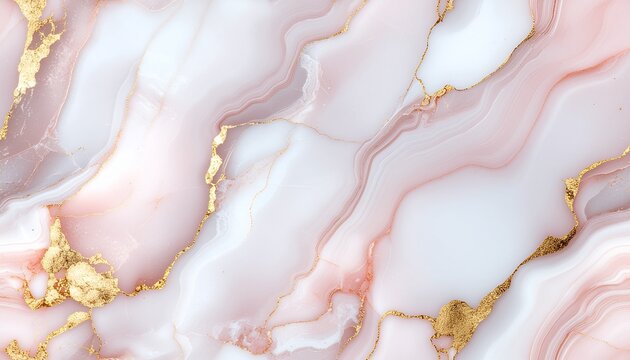 Soft rose pink marble and a hint of gold texture with delicate white veins, semi-translucent stone effect, glossy polished surface, top view, luxury beauty aesthetic, high-resolution seamless backgrou - Powered by Adobe