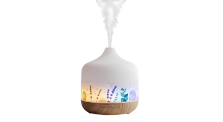 Aromatic Diffuser with Lavender and Lemongrass on Transparent Background