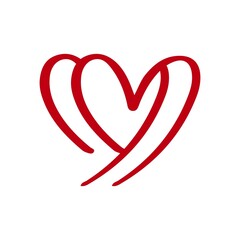 Heart clip art design on plain white transparent isolated background for card, shirt, hoodie, sweatshirt, apparel, tag, mug, icon, poster or badge