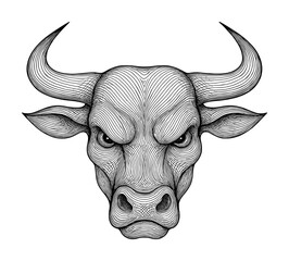 bull head line drawing - guilloche style (artwork 1)